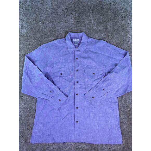 Paul Frederick Mens Blue Linen Button Up Shirt Size Medium Old Money Dress E143 - Picture 1 of 8